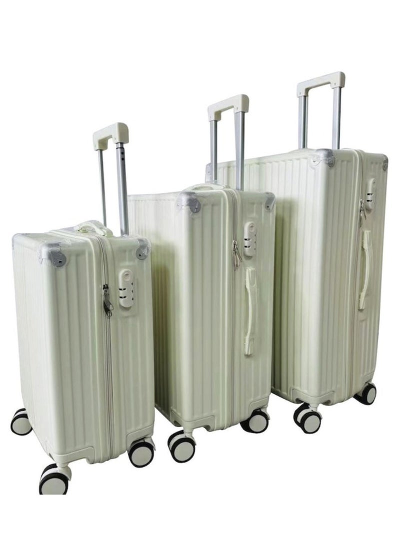 Yuwell 3-Piece Luggage Sets 20/24/28 inch Hard Shell ABS + PC, Expandable Design, Spinner Wheels, Luggage Bag 3 Piece Suitcase Set Multidirectional Wheels Travel Bags Scratch-Resistant Surface Trolley Bag Luggage Beige - Image 1